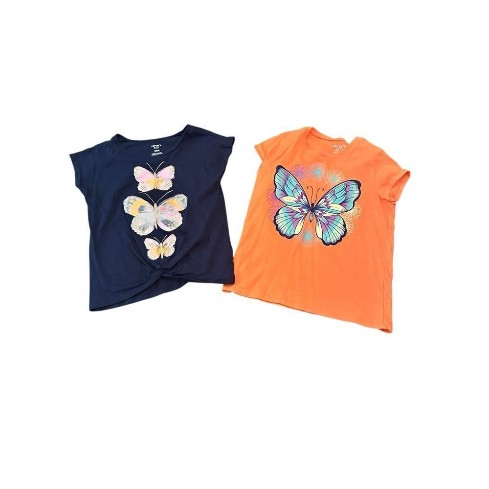 Children’s Place girl’s short sleeve tees SZ medium 7/8 tops butterflies
